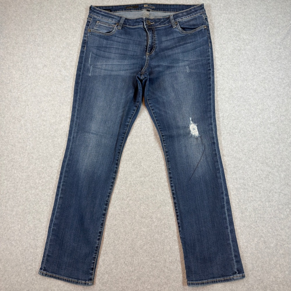 Kut from the Kloth Boyfriend Jeans Womens 12 Blue Distressed Denim